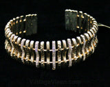 1950s Goldtone Cuff Bracelet - Modernist Abstract 50s Textures - 50's Deadstock Jewelry with Tag - Sophisticated Office Jewelry - 42472