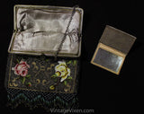 Antique 1900s 1910s Beaded Purse - Large & Impressive Edwardian Lady's Handbag - Art Nouveau Flower Filled Vase in Cameo - Roses and Fringe