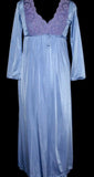 Size 10 Nightie Set - Lovely 70s Violet Strappy Nightgown & Wrap Robe - 1970s Purple Lingerie - Spring - Decollete Lace - Bust 36.5 - 38818