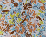 XL 1960s Floral Summer Top - Sweet 60s Peach, Blue, Yellow Floral Jersey Shirt - Size 16 Short Sleeve Blouse - Polo Neckline - Bust 42