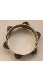 Hippie 1960s Indonesian Look Metal Armored Bracelet - Silvertone - Boho - 60s - Spiral Filigree - Bohemian - Antique Style Cuff - 36490-1