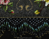 Antique 1900s 1910s Beaded Purse - Large & Impressive Edwardian Lady's Handbag - Art Nouveau Flower Filled Vase in Cameo - Roses and Fringe