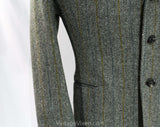 Men's 1960s Suit Jacket - Small to Medium - Gray Herringbone Wool Tweed Blazer - Mens 60s Sport Coat - Mustard Blue Offwhite - Chest 41