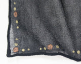 50s Polka Dot Scarf - Metallic & Black Sheer Chiffon Long Rectangular Wrap - Gold Bronze Brown Rayon - 1950s 1960s Pin-Up Girl Bobby Soxer