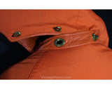 Large Bonnie Cashin 1960s Orange Coat with Hood - 60s Designer Overcoat - Canvas & Leather with Big Pockets - Brass Toggles - Bust 39.5