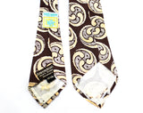 1940s Men's Tie - Van Gogh Print - 30s 40s Art Scene Necktie - Brown & Beige Silk Print - Autumn Circles Swirls - As Is Best for Costume