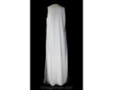Small 1960s White Nightgown with Double Layer Tricot & Antique Style Leaf Stitching - 60s Sleeveless Summer Ankle Length Nightie - Bust 33.5