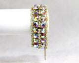 Fiery Orange Rhinestone Bracelet with Pastel Aurora Borealis Tints - Beautiful 1950s 60s Evening Jewelry - 1960s Formal Glamour - 50455