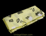 Surreal Print Fabric - 1.5 Yards 1980s Eyes & Lips Novelty Print Yellow Cotton Blend - New Wave 80s Street Chic - Cute Summer Dress Fabric