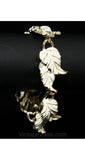 Elegant 1950s White Enameled Leaf Necklace & Bracelet - Spring White Enamel Jewelry Set - 50s Swing Style Rockabilly Demi Parure - 36450-1