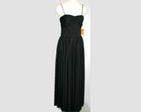 Size 4 1970s Black Jersey Evening Dress with Spaghetti Straps - Huge Full Skirt - 70s Formal with Circle Skirt - NWT - Bust 33 - 31622-1