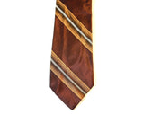 50s Men's Tie - 1950s Chestnut Brown Striped Silk Sharkskin Skinny Tie - 1950s Mens - Made in Italy - Fifth Avenue New York Label - 37160