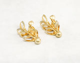 Modernist Necklace & Earrings - Brass Metal Echo Chamber Motif - 1970s 80s Disco Chic - Clip Earring - Gold Hue - 70s 1980s Modern - 50425