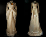 Size 4 Wedding Dress - Gibson Girl Style Ecru Net Bridal Gown with Convertible Train - Small Antique Style Dress - NOS - Bust 32.5 - 34146