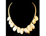 Vintage 50s Polished Shell Resort Necklace - Summer Beige 1950s Beach Jewelry - Handmade Rockabilly Casual Beachy - Artisan Style - 38413-1