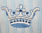 Size 12 60s Dress - Princess Crown Crest 1960s Powder Blue Knit Shirtdress - Original Cobalt Belt - Large Deadstock with Tag - Bust 38.5