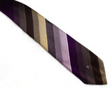 Pierre Cardin Men's Tie - Striped Purple Tan & Brown Necktie - 1970s Designer Neckwear - 60s 70s Woven Stripes - Aubergine Eggplant Hue