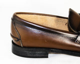 Size 1 Boys Loafer Shoes - Authentic 1960s Brown Leather - Child Size 1D Boy's Preppy Loafer - Bronzed Buckle - 60s Deadstock in Box NIB