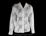Size 14 Christian Dior Shirt - Fresh White Cotton Flowers Brocade - Paris Designer 1990s Top - Long Sleeved Large Spring Blouse - Bust 40
