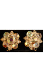Bright & Clear Cut Crystal Earrings - 1950s Glass Beads - Glamorous Versatile 50s Button Style Clip On Earrings - Mint Condition - 34663-1