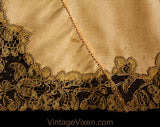 Size 6 1920s Flapper Teddy - Peach Silk Chemise Full Slip with Bandeau Beige Lace Bust - Gorgeous Authentic 20s Lingerie - Buttoned Crotch