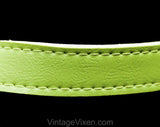 Medium 1960s Belt - Chartreuse Mint Green Vinyl Belt with Brass Buckle & Horse Bits - Size 8 to 12 Mod 60s Belt - Chic Spring Summer Resort