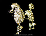 50s French Poodle Pin - Elegant Rhinestones & Silver Tone Metal - 1950s Novelty Dog Brooch - Classy Animal Lover Gift Idea - Fancy Puppy