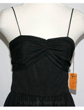 Size 4 1970s Black Jersey Evening Dress with Spaghetti Straps - Huge Full Skirt - 70s Formal with Circle Skirt - NWT - Bust 33 - 31622-1