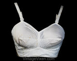 36C White Bra - Exquisite Form Summer Cotton Long-Line Bustier - Circular Stitched Rocket Bra - NIB Deadstock - 1950s Housewife Look 36 C
