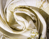 Botanical Print 1970s Fabric - 9 Yards x 37 Inches - White Cream Bronze Brown - For Drapes Pillows or Upholstery - Gold Stripe 70s Yardage