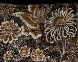 FINAL SALE Indonesian Cotton Textile - Butterfly Novelty Print Batik - Asian 1980s Square Dresser Accent - Brown Tiki Floral 80s Trapunto