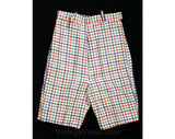 Girl's Size 6 Bermuda Shorts - 1960s Grid Pattern Plaid Cotton Preppie Short Pants - 60s Preppy Girls Separates - Deadstock - Waist 21.5