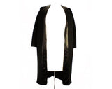 Large 1950s Black Coat - Size 12 to 14 Luxurious Overcoat - 50s Open Front Winter Coat - Beautiful Plush Luxury Soft as Cashmere - Bust 42