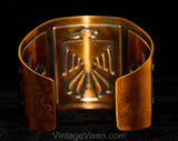 1950s Copper Cuff Bracelet - Southwestern Thunderbird Motif - 50s Solid Metal Bracelet - Rockabilly Southwest American Boho Bohemian Chic
