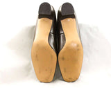 Size 7 1/2 Leather Shoes - Unworn 1960s Cocoa Brown Loafer Style Shoe - Big Brassy Metal Faux Buckle - 60s Mod NIB Deadstock - 7.5 AA Narrow