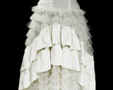 Size XXS White Prom Dress - Size 000 Evening Gown with Tiered Ruffle Skirt - 1950s 60s Debutante Strappy Cupcake Formal - Bust 29 to 30