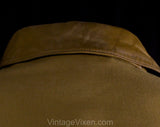 Large Bonnie Cashin 1960s Canvas Coat with Tan Leather - 60s Designer Fall Autumn Overcoat - Mustard Gold Cotton - Big Pockets - Bust 42