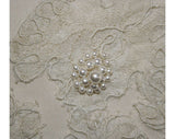 Size 2 Wedding Gown - Austere 1960s Empire Gown with Pearl Clusters & Elegant Train - Romantic 60s XS Petite Dress - Bust 32 - 32777-1