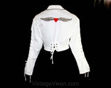 Sexy 1990s Rock Star Small Biker Jacket - Winged Heart - Zippers & Laced Sleeves - Climax Label - Size 4 Heavy Metal 90s Rock Band Designer