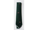 1950s Men's Airplane Tie - Forest Green & Crimson Red Silk Novelty Flight Pilot Theme - Mid Century Mens Accessory - Original 50s Gift Box