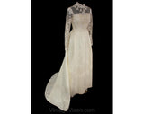 Size 4 Wedding Dress - Classic Vintage 1960s Satin & Lace Appliqued Bridal Gown by Priscilla of Boston - Small 60s Bridalwear NWT - Bust 33