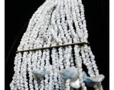 Elegant Resort Style Blue Shells Bib Necklace - Summer 1970s 80s Mermaiden Jewelry - Many Strands - Layers - Resort Chic - Shell - 40110-1