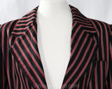 Size 12 Designer Blazer by Oscar de la Renta - 1990s Black & Red Striped Ringmaster Style Business Wear - Large Suit Jacket - Bust 39
