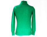 Size 10 Jade Green Cashmere Sweater - Luxurious Plush Knit Turtleneck Pullover from Italy - Spearmint Long Sleeve 80s Winter Top - Bust 33