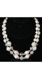 Classic 1950s Pretty White Beaded & Filigree Necklace - Pretty 50s Faux Pearls - Double Strand - Mid Century Femme - Glamour - Coro -36461-1