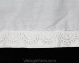 Size 12 1960s White Cotton Blouse with Sunflower Embroidery - Large Crop Waisted Shirt with Scalloped Lace - 60s Deadstock Top - Bust 37.5