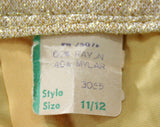 Size 6 Gold Mini Skirt - 1960s Vintage Vixen - 60s Metallic Short Skirt - Glam Go Go Girl Cocktail Style - Small - Waist 25.5 - 42267