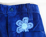 Girl's Size 6 Pants - Hippie Corduroy 60s 70s Child's Pant - Spring Fall BellBottoms with Pocket Full Of Poseys - Daisy Flower - Waist to 23