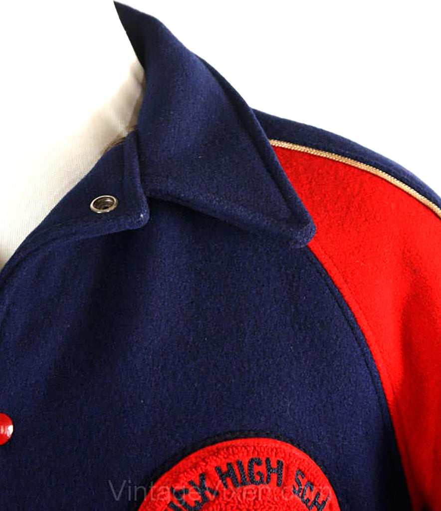 Men's Red and Navy Blue Baseball-Style Varsity Jacket (Few Left)