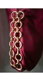 Beautiful 1940s Merlot Satin Evening Purse Handbag with Chain Strap - Bags by Josef - Brass & Wine Purple 40s Hollywood Style - 39443-1